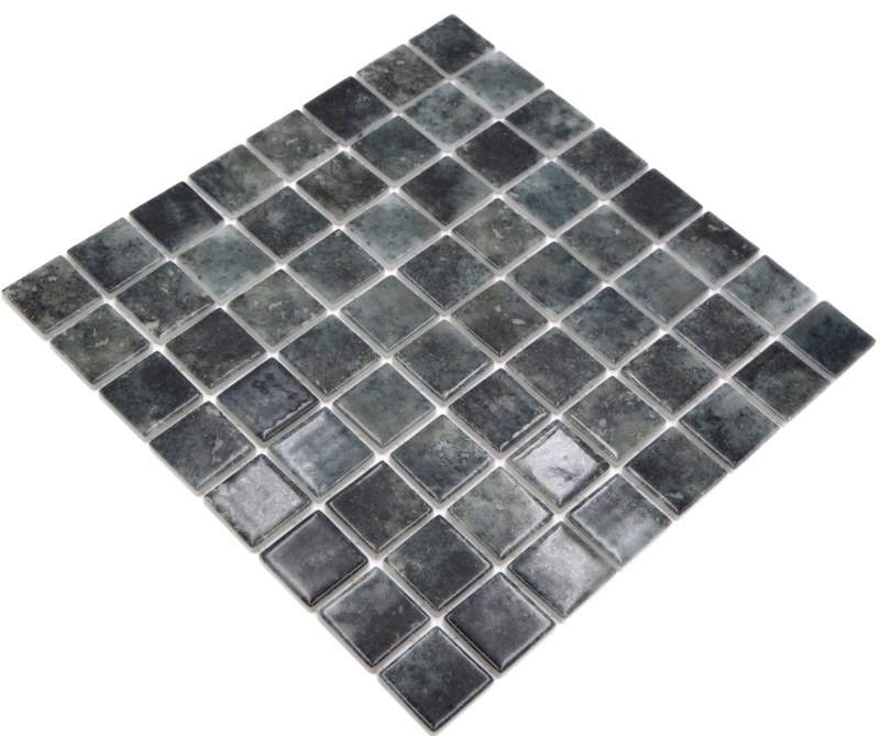 Muestra de mano piscina mosaico piscina mosaico de vidrio negro antracita iridiscente pared suelo cocina baño ducha MOS220-P56383_m