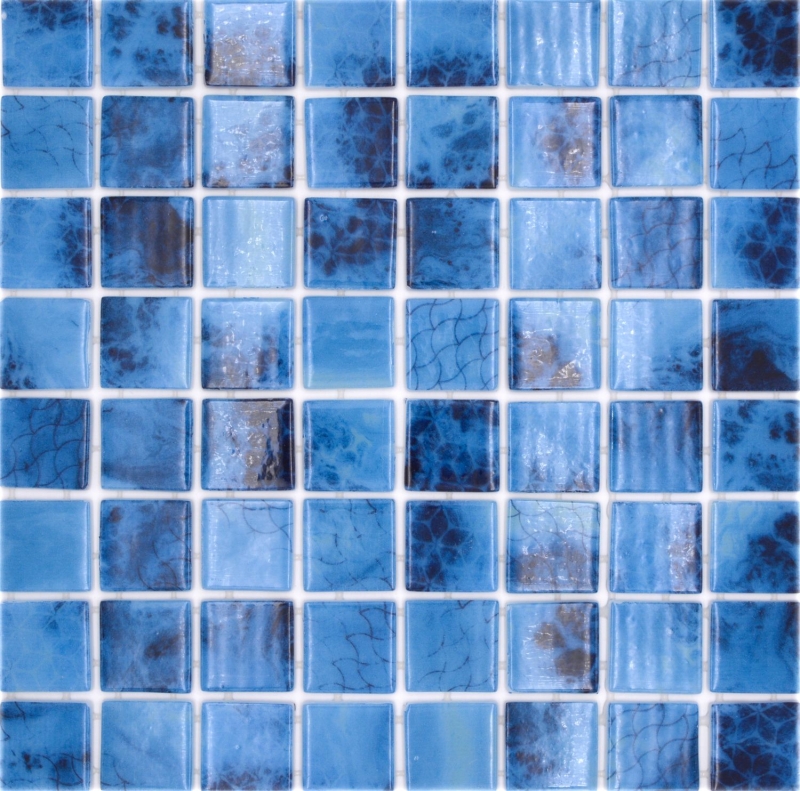Muestra de mano piscina mosaico piscina mosaico de vidrio mosaico azul iridiscente pared suelo cocina baño ducha MOS220-P56385_m