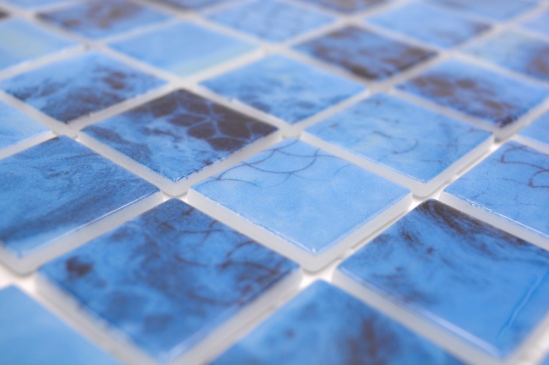 Muestra de mano piscina mosaico piscina mosaico de vidrio mosaico azul iridiscente pared suelo cocina baño ducha MOS220-P56385_m