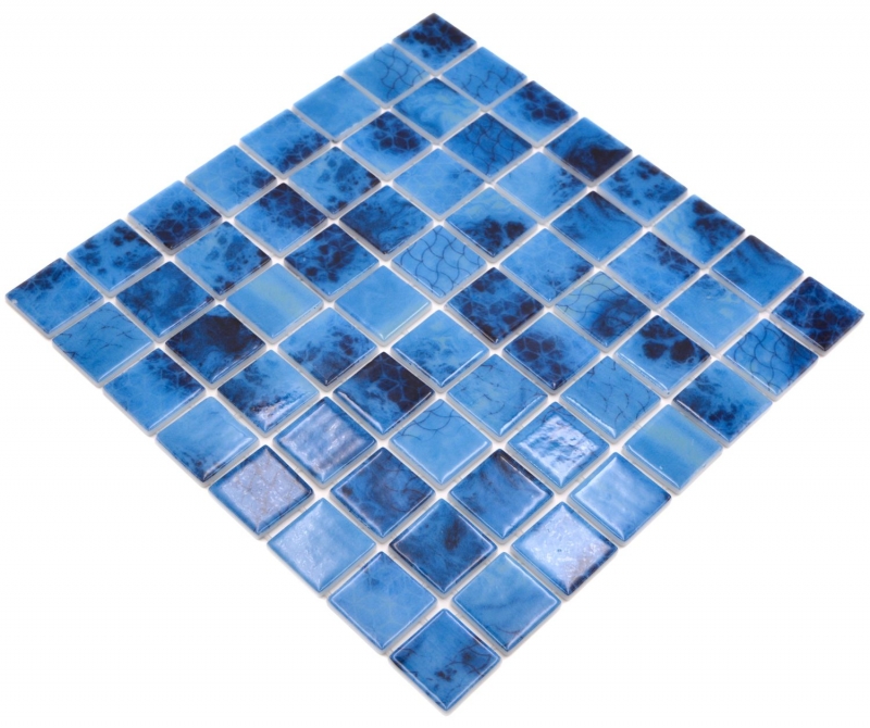 Muestra de mano piscina mosaico piscina mosaico de vidrio mosaico azul iridiscente pared suelo cocina baño ducha MOS220-P56385_m