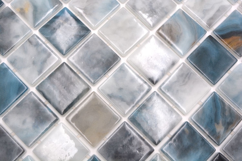 Muestra de mano piscina mosaico piscina mosaico de vidrio gris antracita iridiscente pared suelo cocina baño ducha MOS220-P56386_m