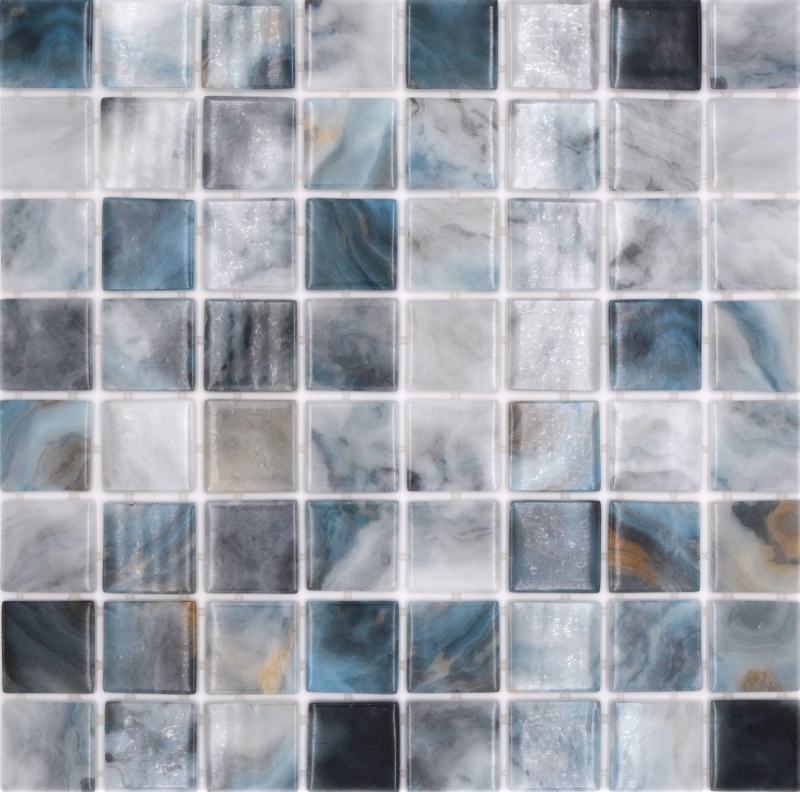 Muestra de mano piscina mosaico piscina mosaico de vidrio gris antracita iridiscente pared suelo cocina baño ducha MOS220-P56386_m