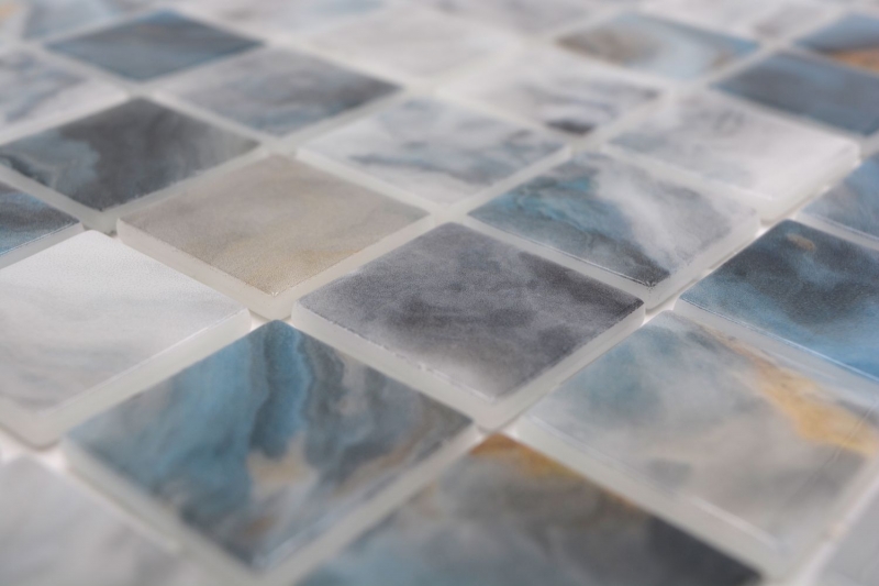 Muestra de mano piscina mosaico piscina mosaico de vidrio gris antracita iridiscente pared suelo cocina baño ducha MOS220-P56386_m