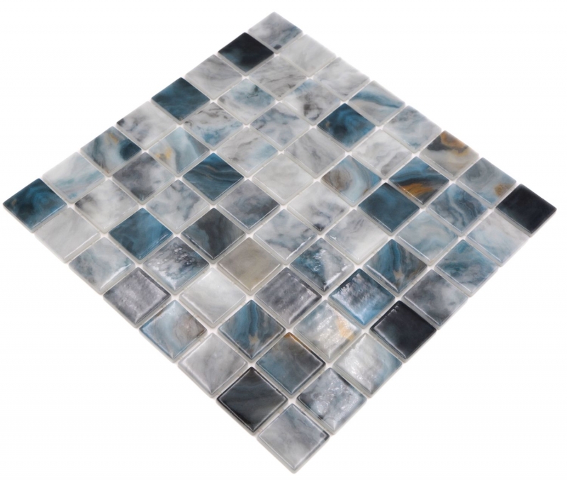 Muestra de mano piscina mosaico piscina mosaico de vidrio gris antracita iridiscente pared suelo cocina baño ducha MOS220-P56386_m
