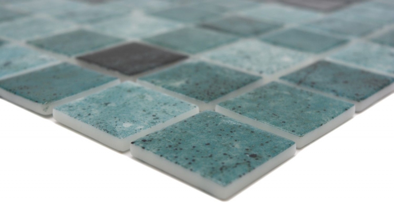 Muestra de mano piscina mosaico piscina mosaico de vidrio verde antracita iridiscente pared suelo cocina baño ducha MOS220-P56388_m