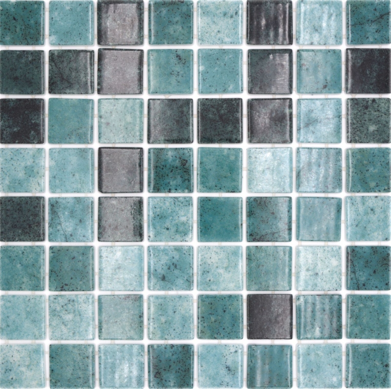 Muestra de mano piscina mosaico piscina mosaico de vidrio verde antracita iridiscente pared suelo cocina baño ducha MOS220-P56388_m