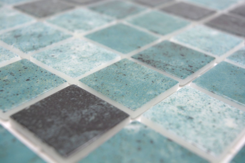 Muestra de mano piscina mosaico piscina mosaico de vidrio verde antracita iridiscente pared suelo cocina baño ducha MOS220-P56388_m