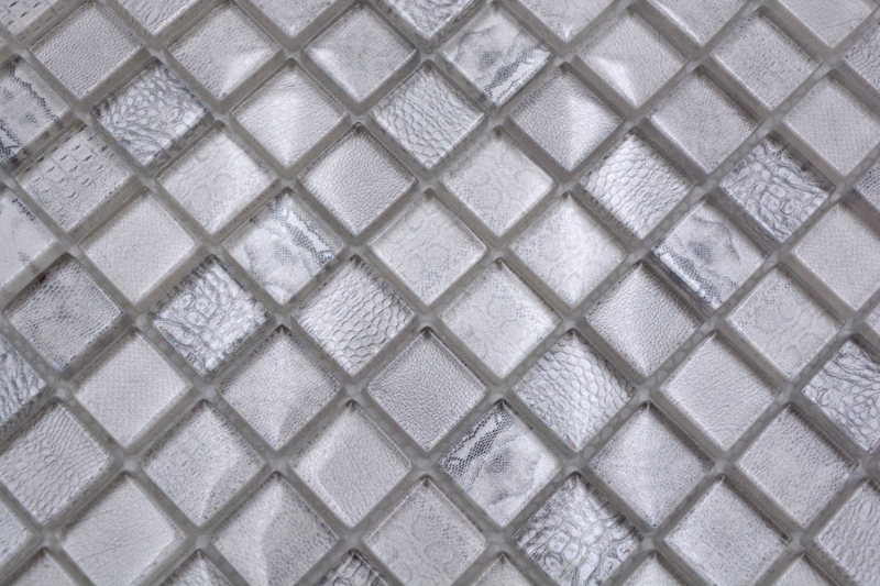 Muestra de mano mosaico de vidrio mosaico azulejo blanco brillante África pared cocina baño ducha MOS68-WL14_m