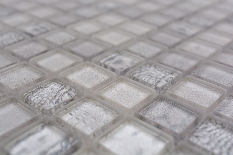 Muestra de mano mosaico de vidrio mosaico azulejo blanco brillante África pared cocina baño ducha MOS68-WL14_m