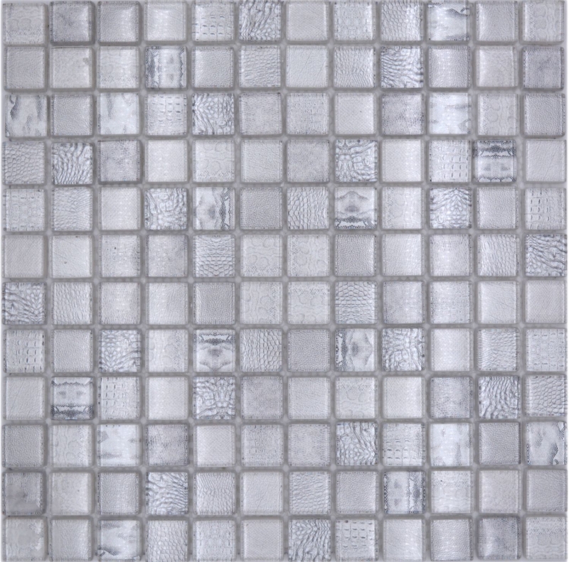 Muestra de mano mosaico de vidrio mosaico azulejo blanco brillante África pared cocina baño ducha MOS68-WL14_m