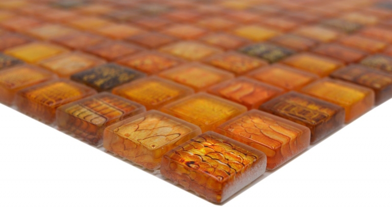 Muestra de mano mosaico de vidrio mosaico azulejo naranja brillante serpiente pared cocina baño ducha MOS68-WL44_m