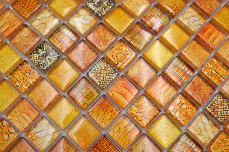 Muestra de mano mosaico de vidrio mosaico azulejo naranja brillante serpiente pared cocina baño ducha MOS68-WL44_m