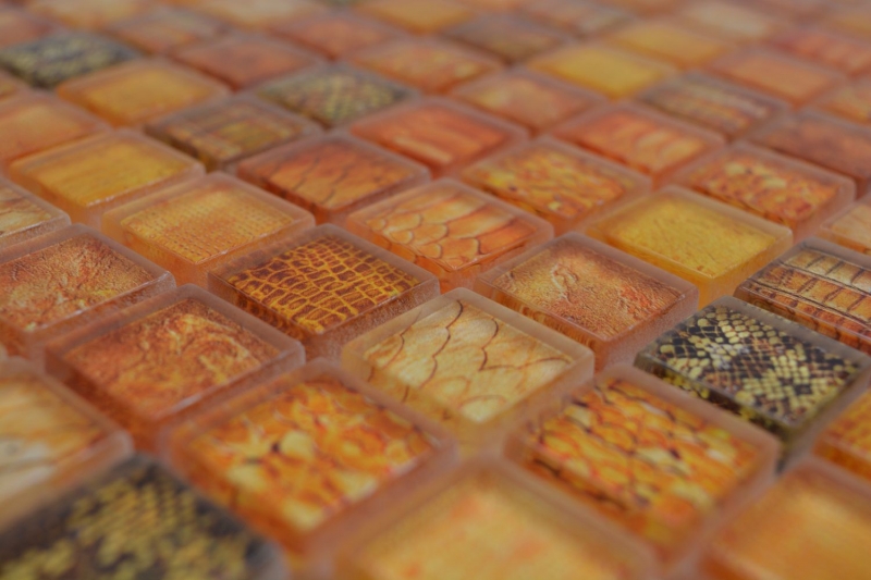 Muestra de mano mosaico de vidrio mosaico azulejo naranja brillante serpiente pared cocina baño ducha MOS68-WL44_m