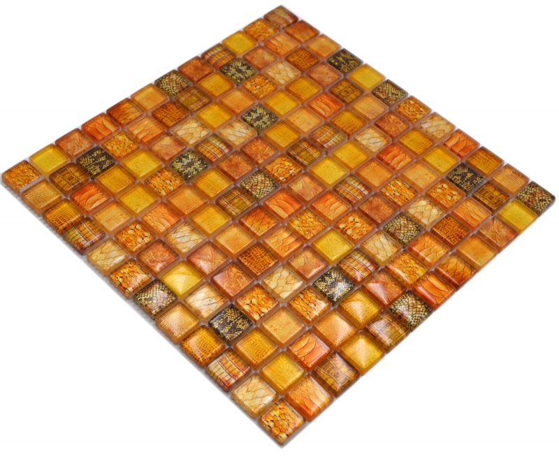 Muestra de mano mosaico de vidrio mosaico azulejo naranja brillante serpiente pared cocina baño ducha MOS68-WL44_m