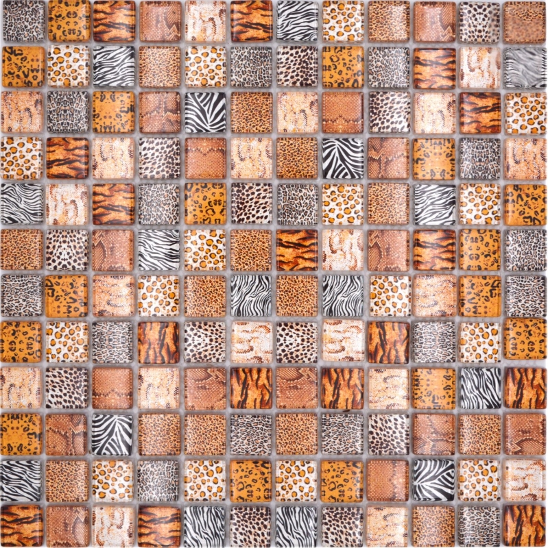 Muestra de mano mosaico de vidrio mosaico azulejo marrón claro brillante safari pared cocina baño ducha MOS68-WL54_m