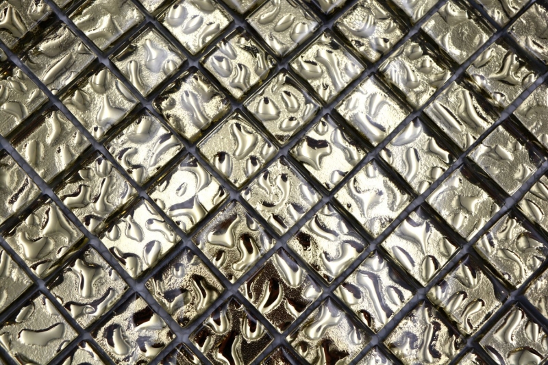 Muestra de mano mosaico de vidrio mosaico azulejo oro brillante pared suelo cocina baño ducha MOS78-8GO3_m