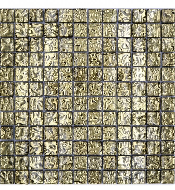 Muestra de mano mosaico de vidrio mosaico azulejo oro brillante pared suelo cocina baño ducha MOS78-8GO3_m