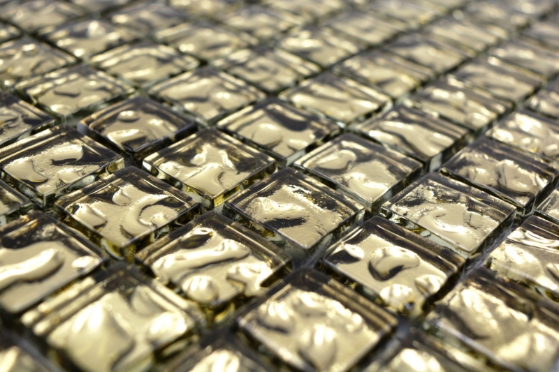 Muestra de mano mosaico de vidrio mosaico azulejo oro brillante pared suelo cocina baño ducha MOS78-8GO3_m
