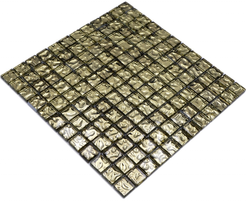Muestra de mano mosaico de vidrio mosaico azulejo oro brillante pared suelo cocina baño ducha MOS78-8GO3_m