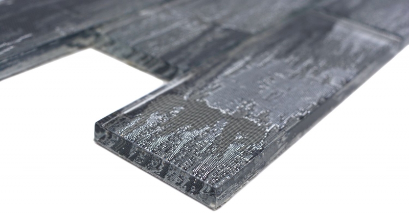 Muestra de mano mosaico de vidrio mosaico azulejo negro con plata brillante pared cocina baño ducha MOS88-SW02_m
