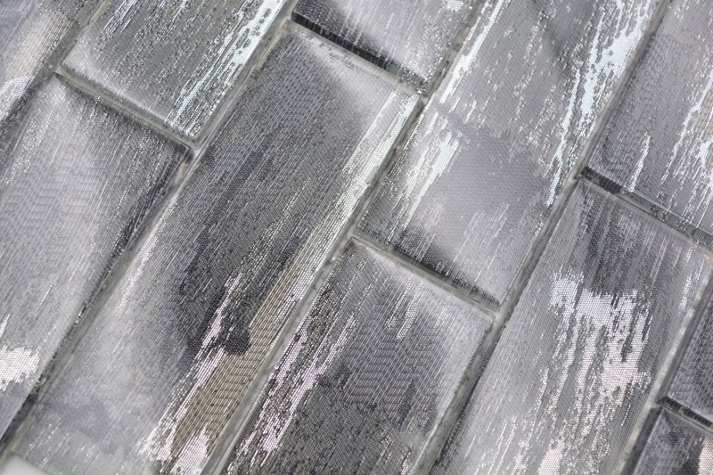 Muestra de mano mosaico de vidrio mosaico azulejo negro con plata brillante pared cocina baño ducha MOS88-SW02_m