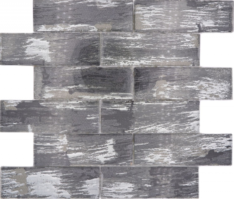 Muestra de mano mosaico de vidrio mosaico azulejo negro con plata brillante pared cocina baño ducha MOS88-SW02_m