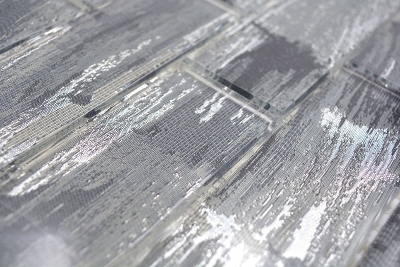 Muestra de mano mosaico de vidrio mosaico azulejo negro con plata brillante pared cocina baño ducha MOS88-SW02_m