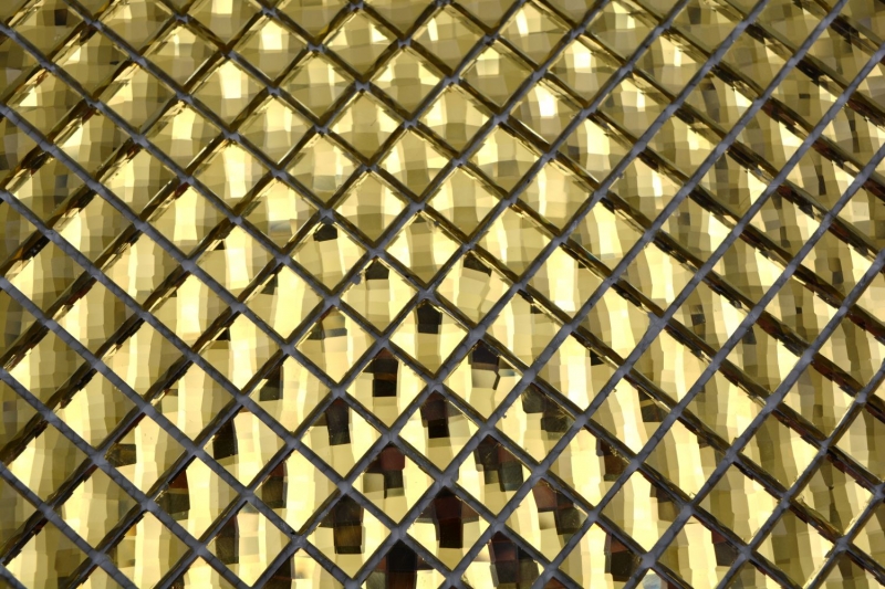 Mano patrón de diamante azulejo de mosaico de oro brillante piso de la pared cocina baño ducha MOS130-GO821_m