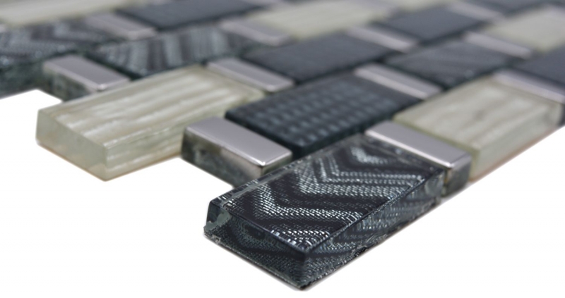 Muestra de mano mosaico de vidrio mosaico azulejo gris plata oro brillante pared cocina baño ducha - MOS83-MW20_m