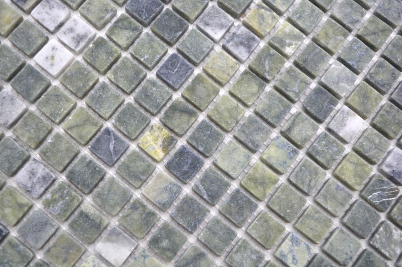 Mano patrón de piedra natural mosaico de mármol verde mate pared piso cocina baño ducha MOS38-15-407_m