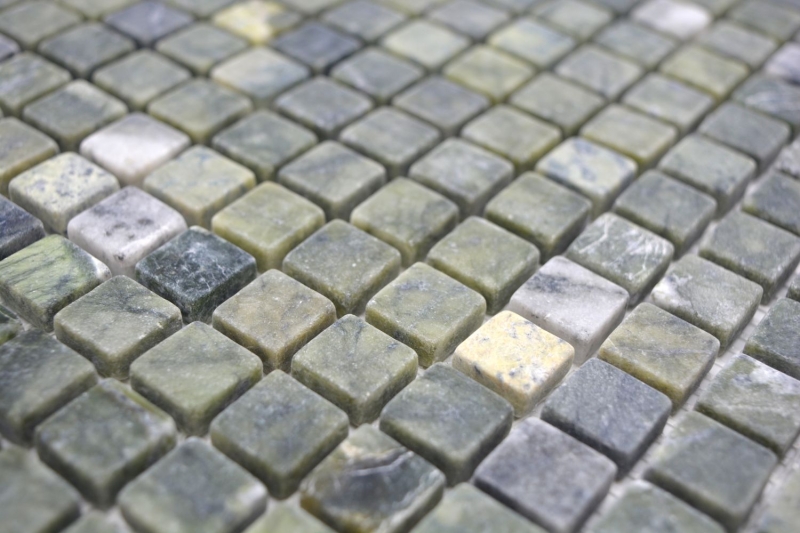 Mano patrón de piedra natural mosaico de mármol verde mate pared piso cocina baño ducha MOS38-15-407_m