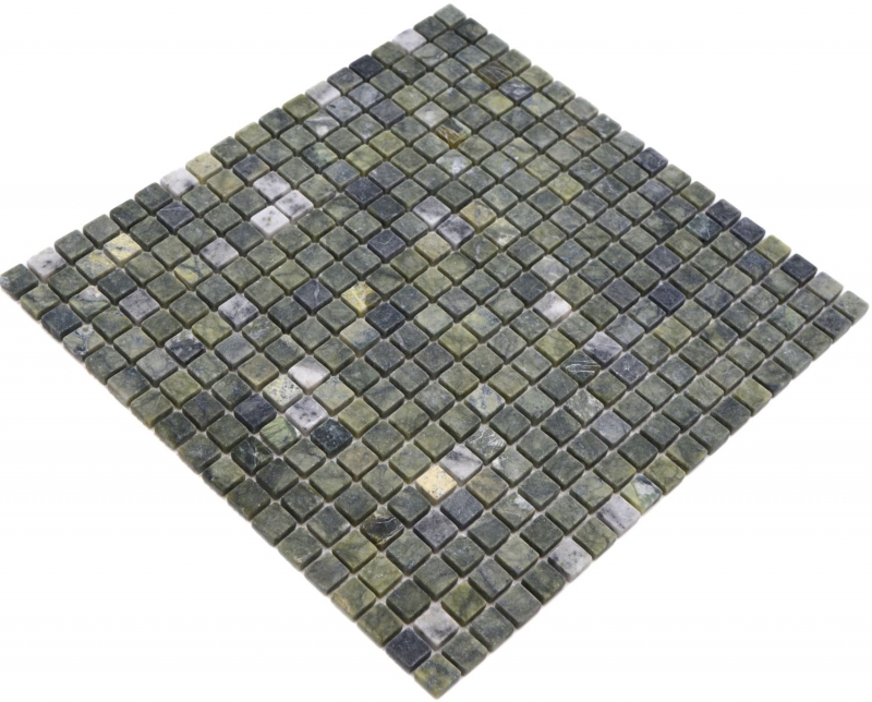 Mano patrón de piedra natural mosaico de mármol verde mate pared piso cocina baño ducha MOS38-15-407_m