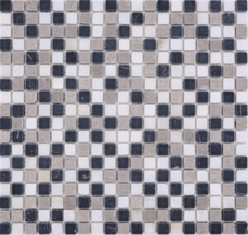 Muestra de la mano de piedra natural mosaico de mármol beige gris negro mate pared piso cocina baño ducha MOS38-15-1125_m