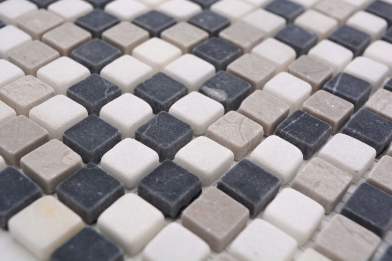 Muestra de la mano de piedra natural mosaico de mármol beige gris negro mate pared piso cocina baño ducha MOS38-15-1125_m
