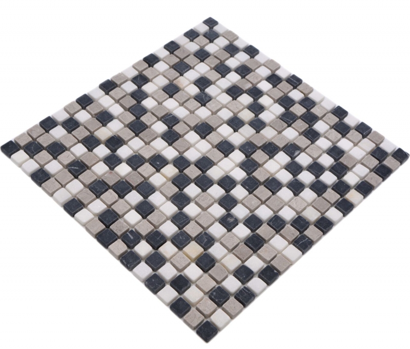 Muestra de la mano de piedra natural mosaico de mármol beige gris negro mate pared piso cocina baño ducha MOS38-15-1125_m