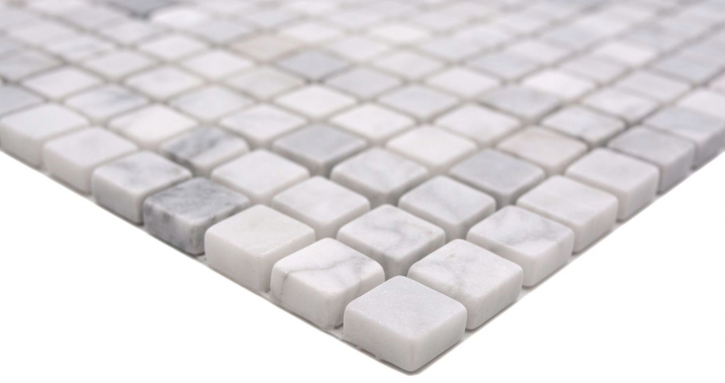 Muestrario a mano de piedra natural mosaico mármol blanco carrara look mate pared suelo cocina baño ducha MOS38-15-2000_m