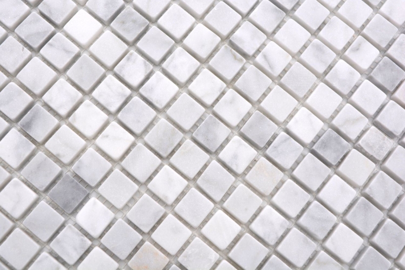Muestrario a mano de piedra natural mosaico mármol blanco carrara look mate pared suelo cocina baño ducha MOS38-15-2000_m