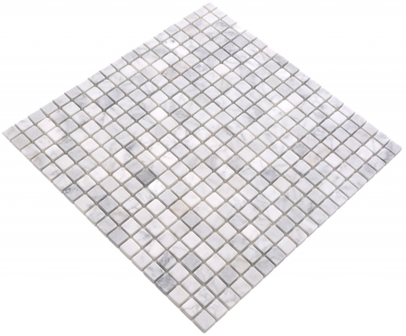 Muestrario a mano de piedra natural mosaico mármol blanco carrara look mate pared suelo cocina baño ducha MOS38-15-2000_m