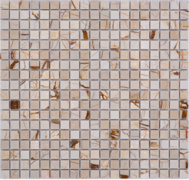 Muestra de mano piedra natural mosaico mármol crema dorado pulido pared suelo cocina baño ducha MOS38-15-2807_m