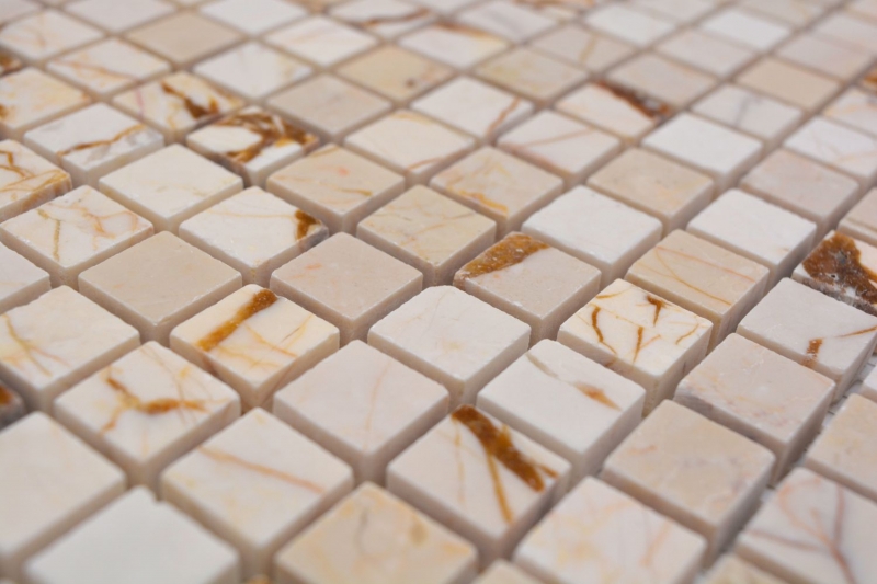 Muestra de mano piedra natural mosaico mármol crema dorado pulido pared suelo cocina baño ducha MOS38-15-2807_m
