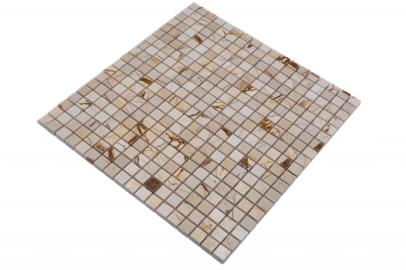 Muestra de mano piedra natural mosaico mármol crema dorado pulido pared suelo cocina baño ducha MOS38-15-2807_m