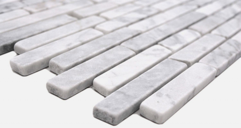 Muestra de mano azulejos de mosaico de piedra natural mármol blanco carrara look mate pared suelo cocina baño ducha MOS40-Brick2000_m