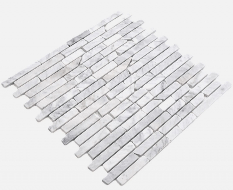 Muestra de mano azulejos de mosaico de piedra natural mármol blanco carrara look mate pared suelo cocina baño ducha MOS40-Brick2000_m