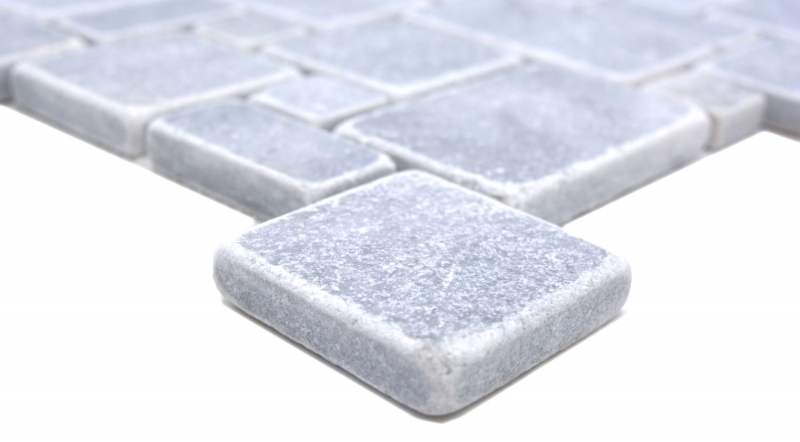 Muestra de mano azulejos de mosaico de piedra natural mármol gris claro mate pared suelo cocina baño ducha MOS40-FP40_m