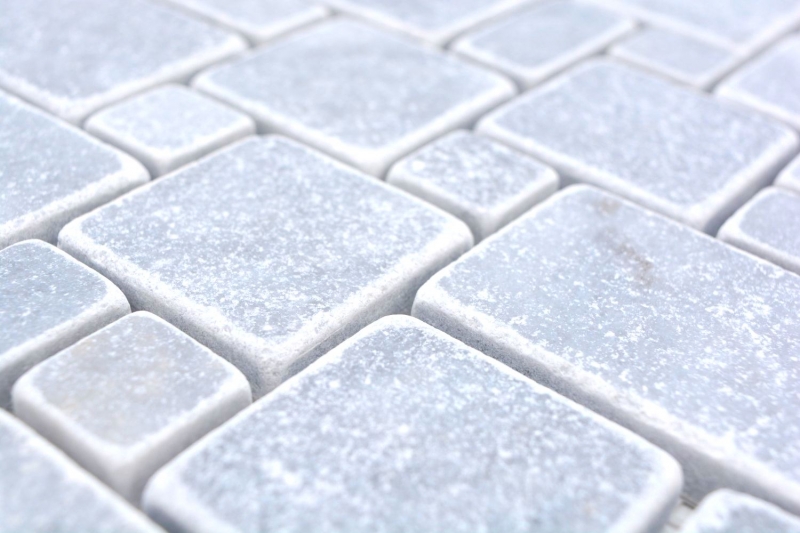 Muestra de mano azulejos de mosaico de piedra natural mármol gris claro mate pared suelo cocina baño ducha MOS40-FP40_m