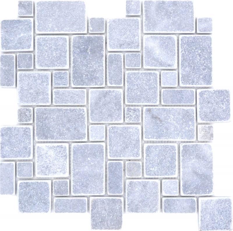 Muestra de mano azulejos de mosaico de piedra natural mármol gris claro mate pared suelo cocina baño ducha MOS40-FP40_m