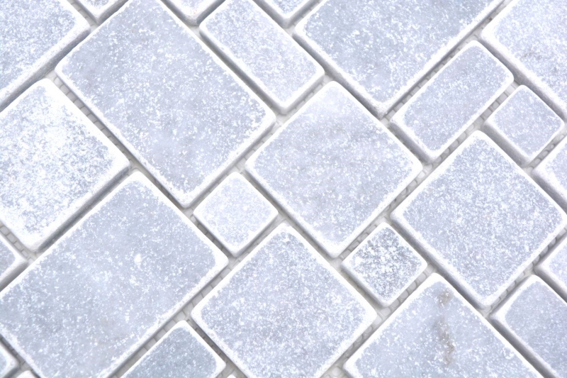 Muestra de mano azulejos de mosaico de piedra natural mármol gris claro mate pared suelo cocina baño ducha MOS40-FP40_m
