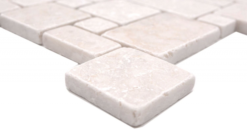 Muestra de mano azulejos de mosaico de piedra natural mármol marfil mate pared suelo cocina baño ducha MOS40-FP41_m