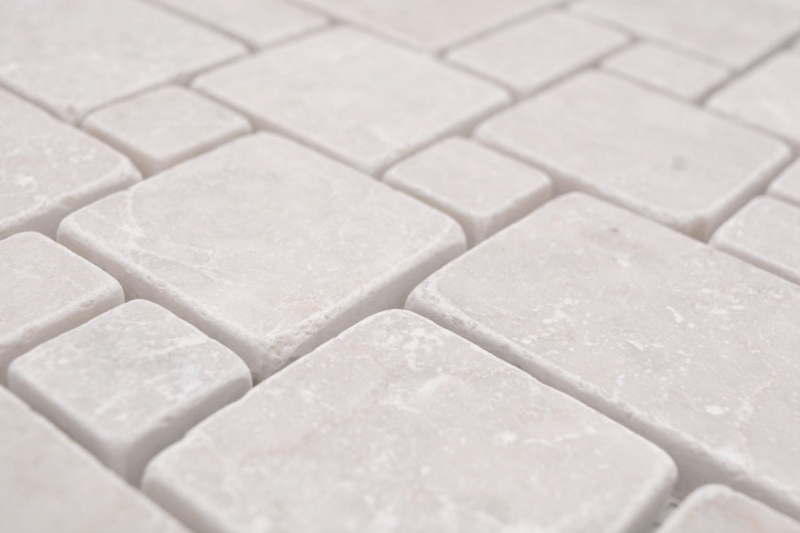 Muestra de mano azulejos de mosaico de piedra natural mármol marfil mate pared suelo cocina baño ducha MOS40-FP41_m