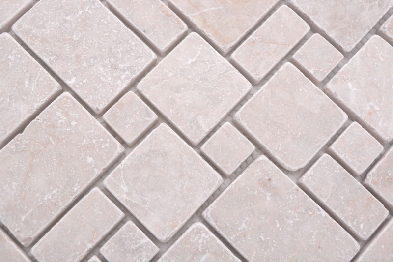 Muestra de mano azulejos de mosaico de piedra natural mármol marfil mate pared suelo cocina baño ducha MOS40-FP41_m